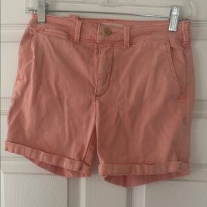 Anthropologie Pink/coral Bermuda Shorts with Cuffed Hem